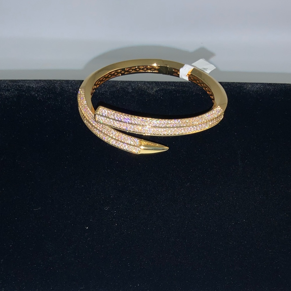 Gold Pave Nail Bangle - Picture 7 of 12